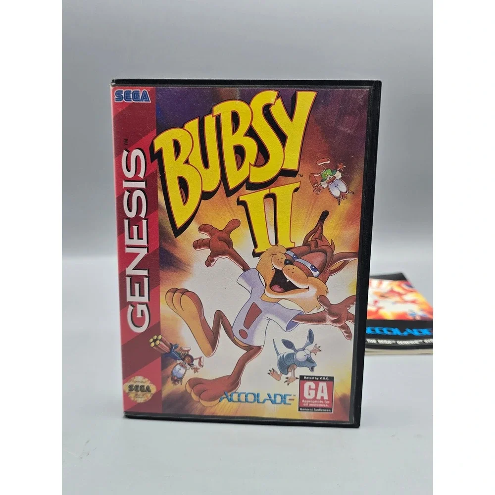 Bubsy II Sega Genesis CIB Accolade 1994 Retro Game Complete with Manual Case CIB